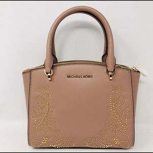 Fawn Studded Ellis Pink Leather Satchel